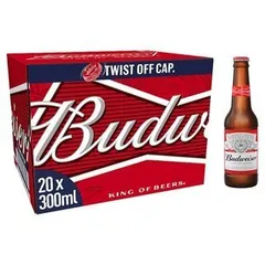 Budweiser Lager Beer Bottles 20 x 300ml
