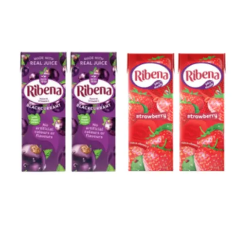 Ribena 250ml Blackcurrant/Strawberry (2 of each)