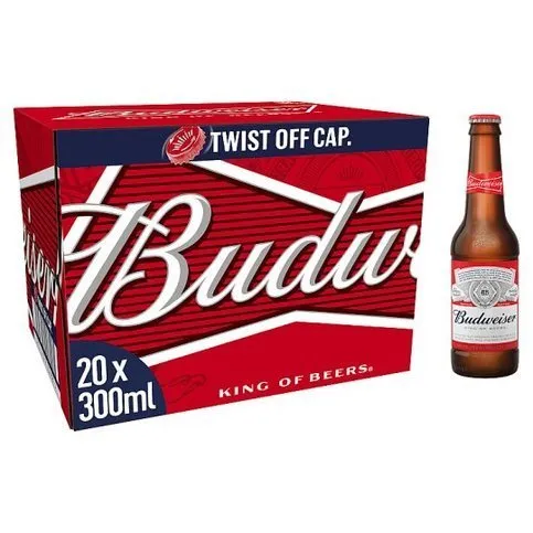 Budweiser Lager Beer Bottles 20 x 300ml